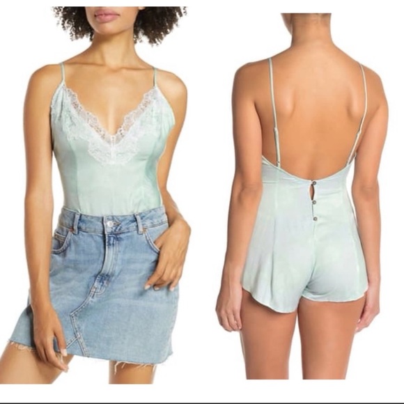 Free People Pants - Intimately Free People Luella Lace Trim Tie Dye Bodysuit Romper